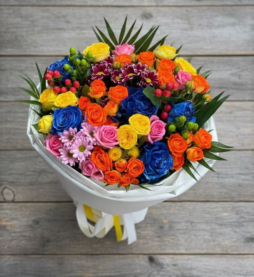 Букет цветов из: Розы и Хризантемы в Грушевской