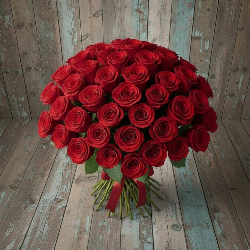 Букет 55 Красных роз Фридом в Грушевской
