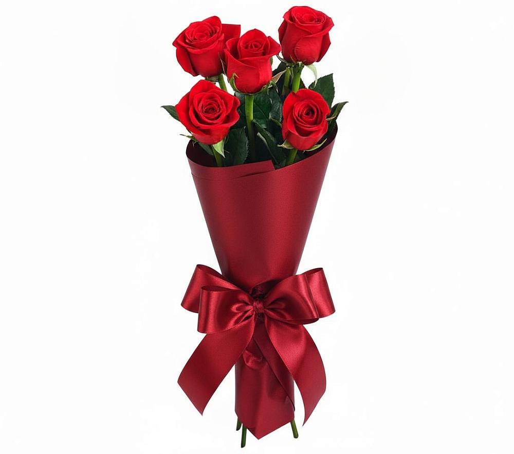 Букет 5 Красных роз Эдлесс Лав в Грушевской