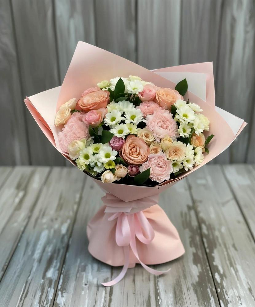 Букет цветов из: Гвоздики, Розы и Хризантемы в Грушевской