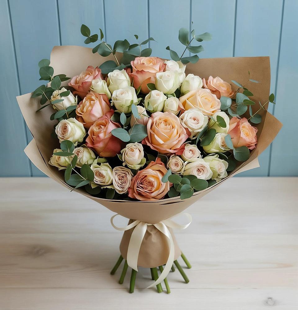 Букет цветов из: Альстромерии и Розы в Грушевской