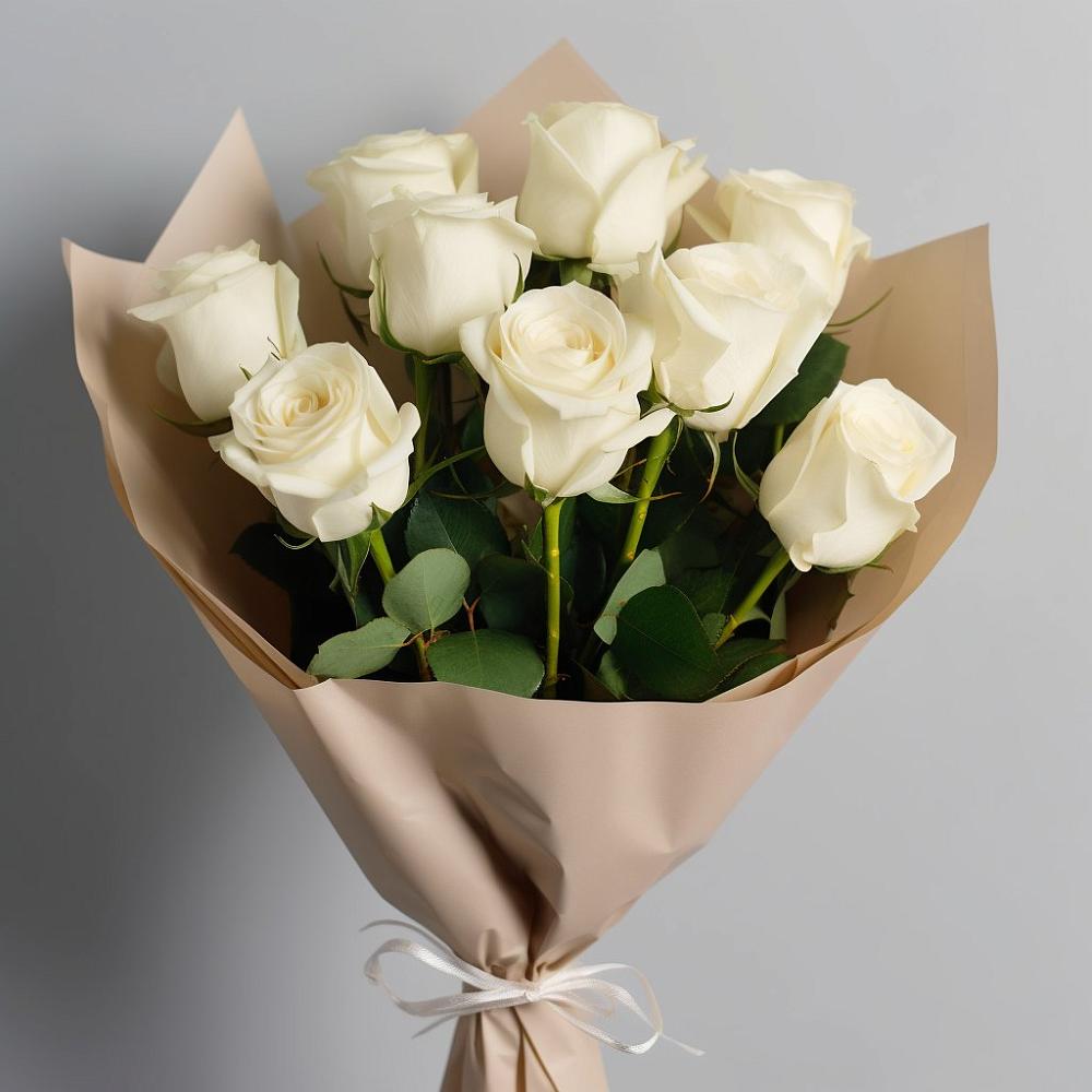 Букет 9 Белых роз Эдлесс Лав в Грушевской