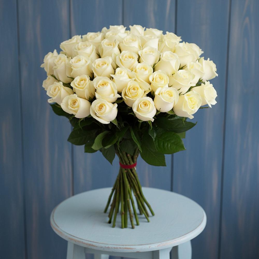 Букет 51 Белая роза Эдлесс Лав в Грушевской