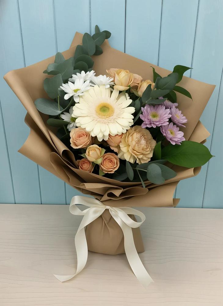 Букет цветов из: Герберы и Хризантемы в Грушевской
