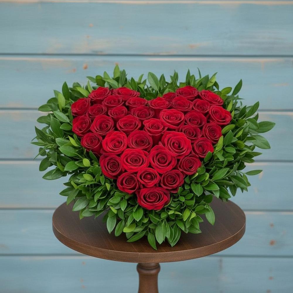 Цветочная композиция из Розы в виде сердца в Грушевской