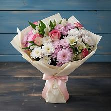 Букет цветов из:  Хризантемы, Альстромерии и Розы в Грушевской