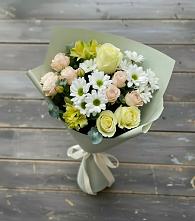 Букет цветов из:  Альстромерии, Розы и Хризантемы в Грушевской